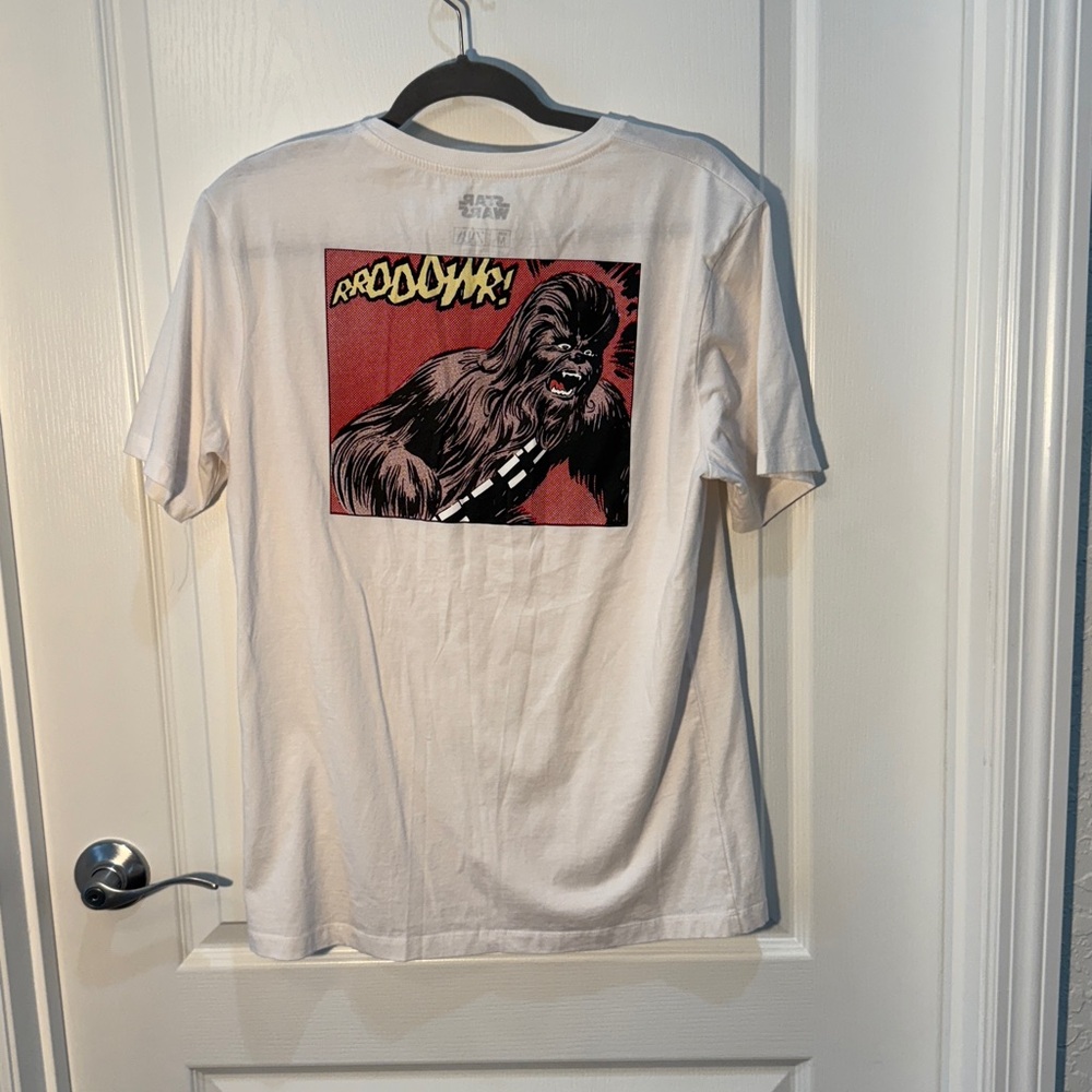 Zara White Chewbacca Tee Rrooowr Large Graphic on Back size M